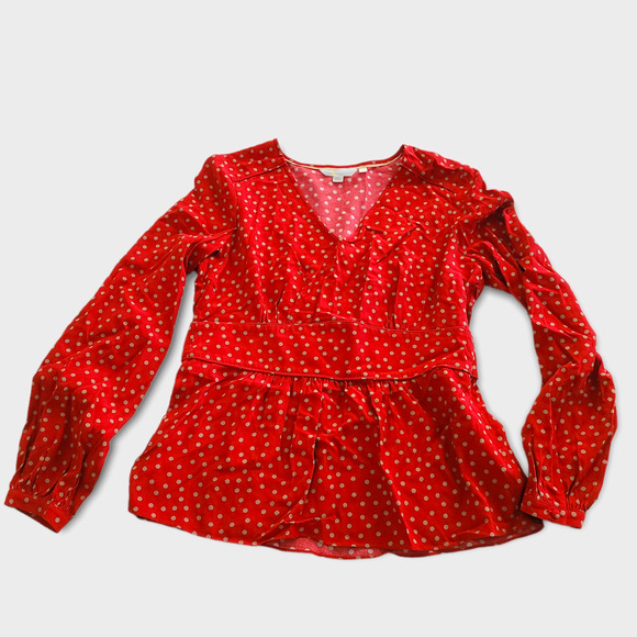 Boden Tops - Boden Elsie Red and Gold Random Dot Top Size 10 US